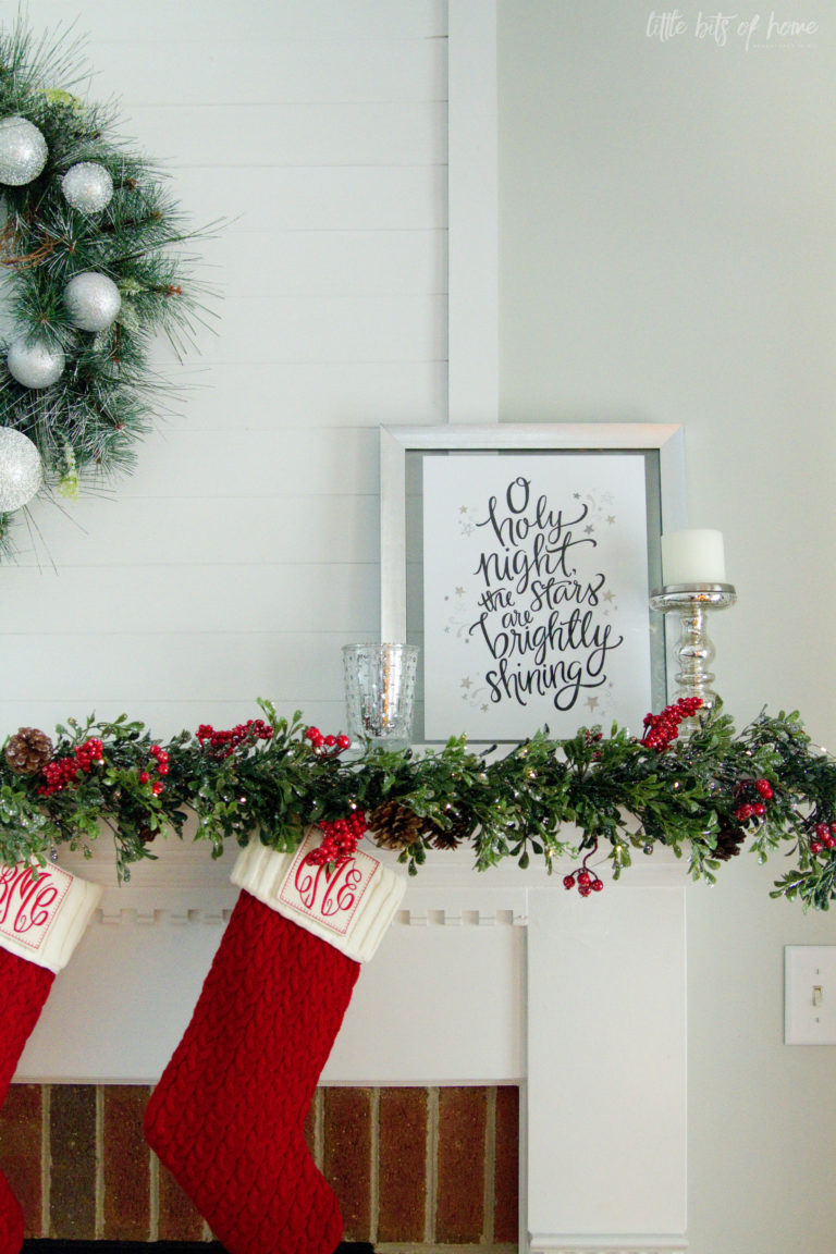 Red + Silver Christmas Mantel {2017}